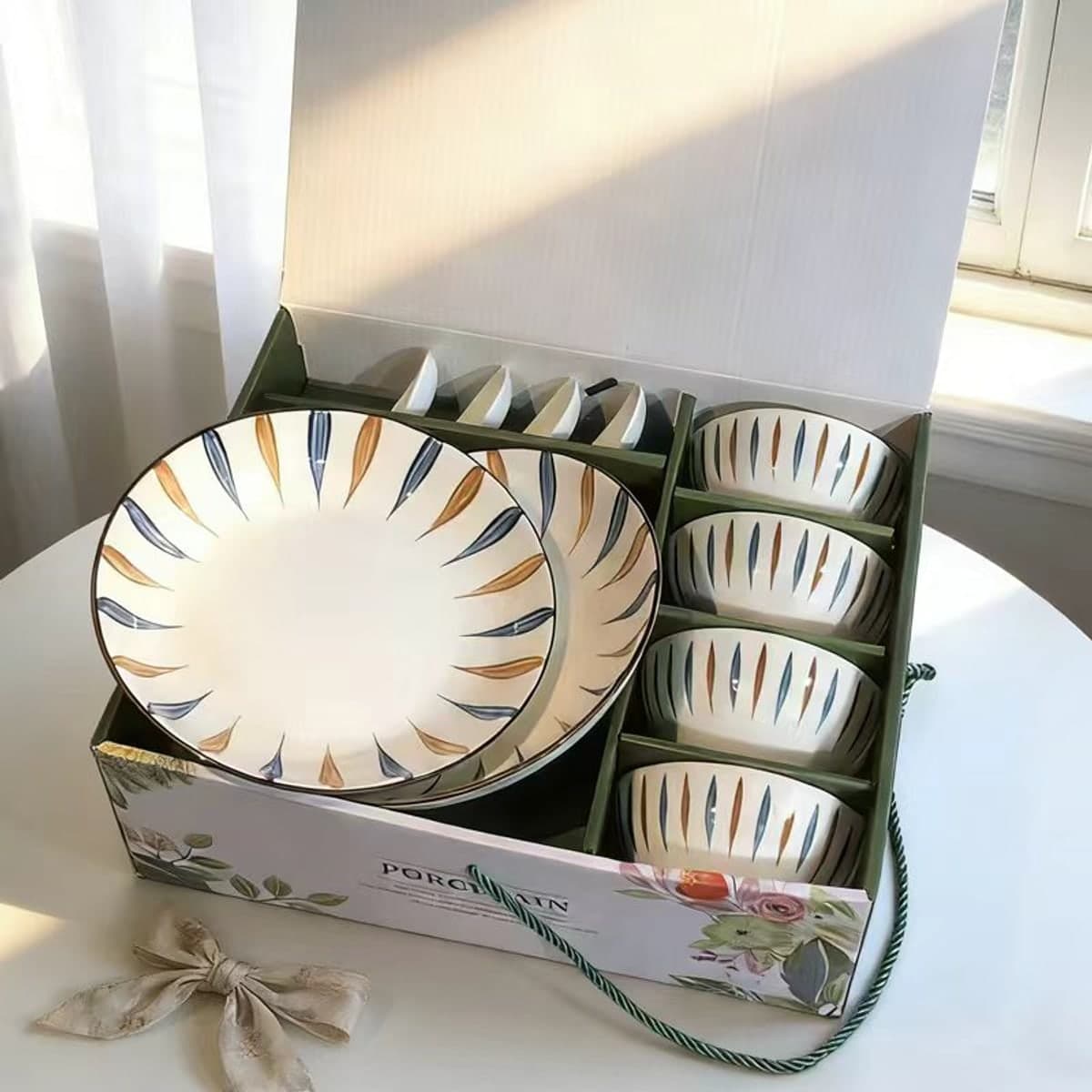 European Ceramic Bowl and Plate Set detail 2