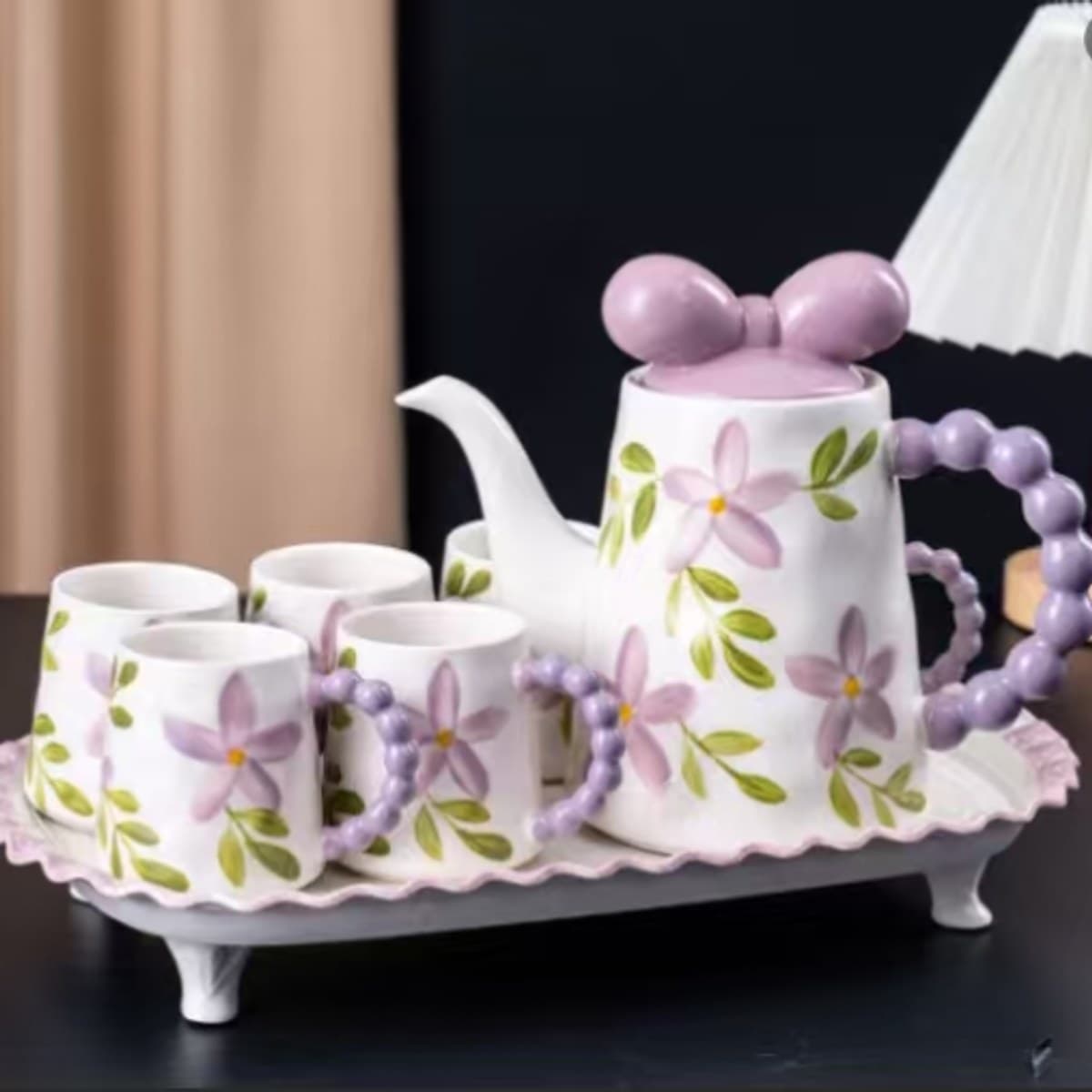 Floral Ceramic Drinkware Set detail 1