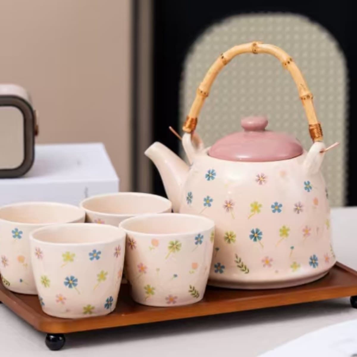 Floral Ceramic Drinkware Set
